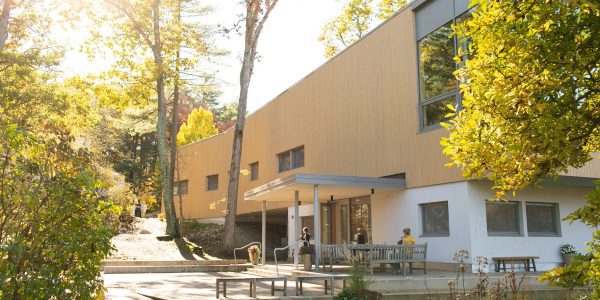 The entrance of the new building at Waring School